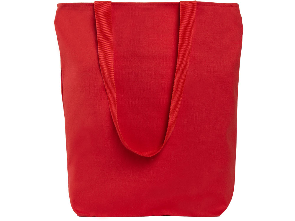 Сумка на молнии Zipper из хлопка 280 г c карманом на молнии спереди, красный-2