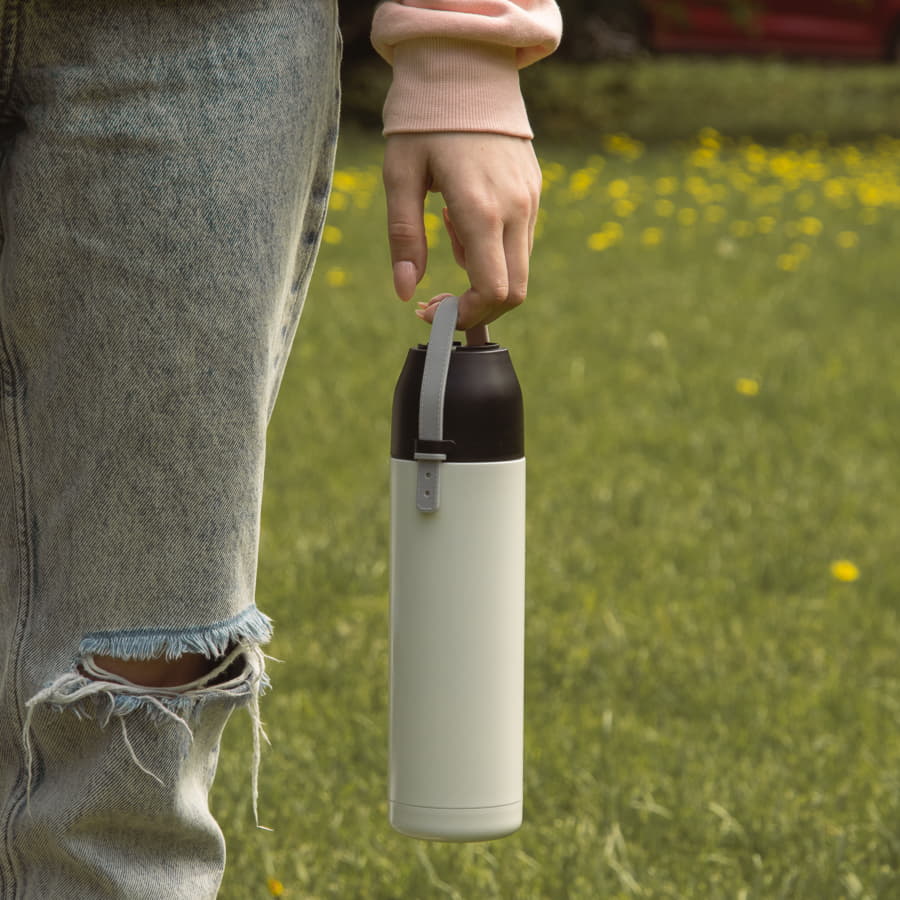 Термос вакуумный ROPE, белый, черный-2