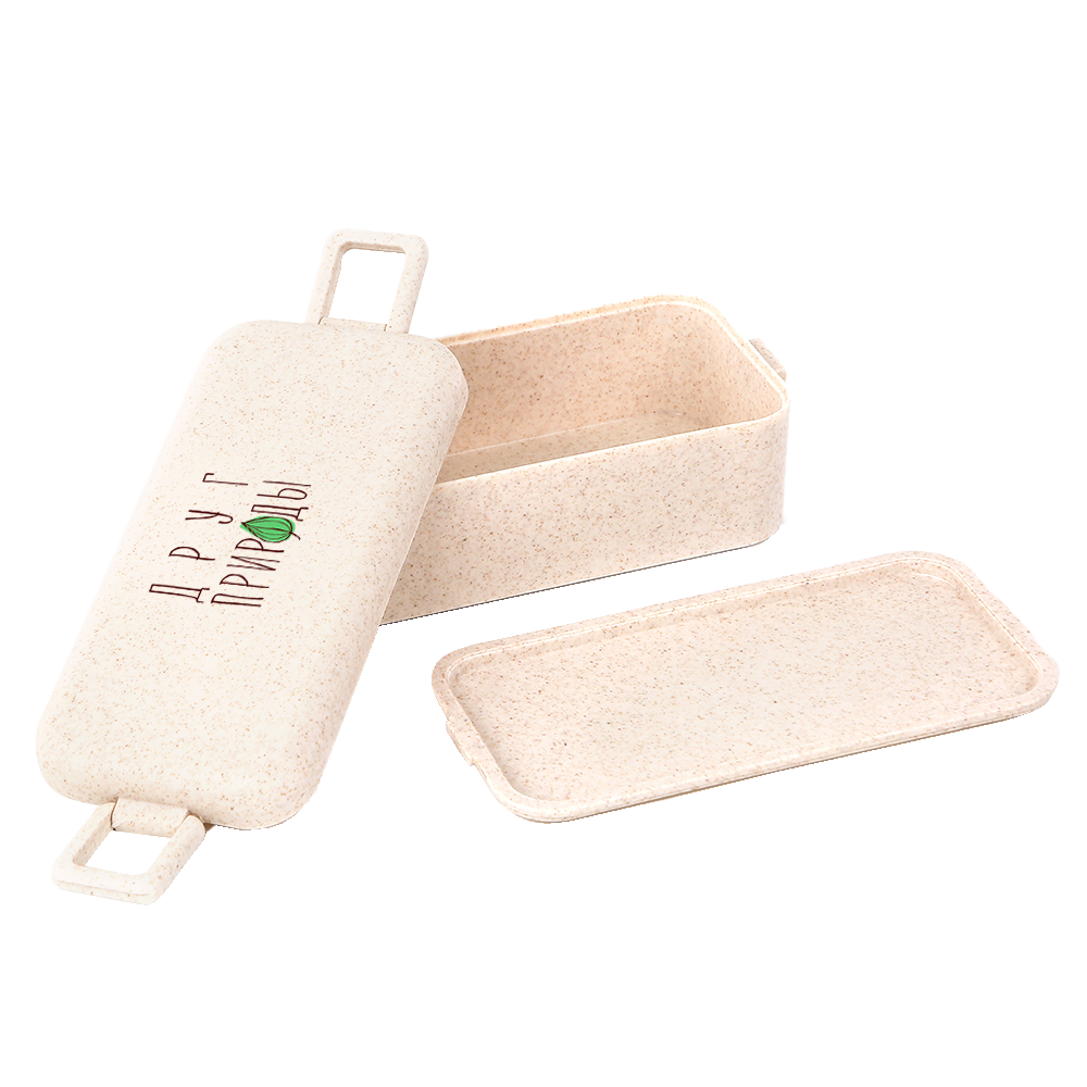 Ланчбокс (контейнер для еды) Bricker из пшеничного волокна, Бежевый-4