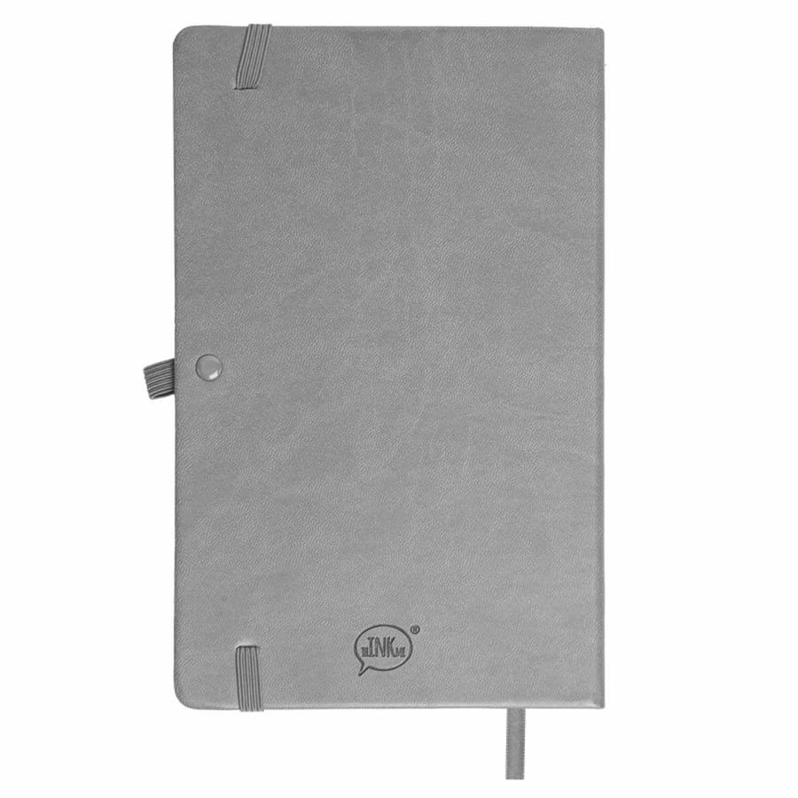 Бизнес-блокнот "Justy", 130*210 мм, серый, твердая обложка,  резинка 7 мм, блок-линейка, серый-2