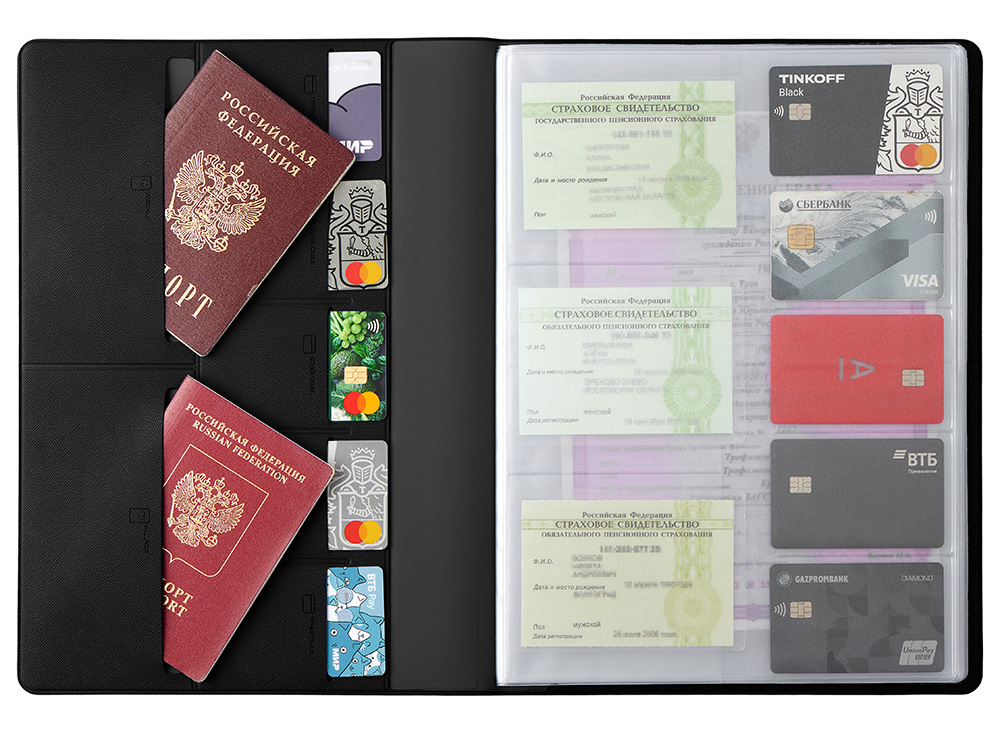 Органайзер Favor 2.0 для семейных документов на 4 комплекта документов, формат А4, черный-4