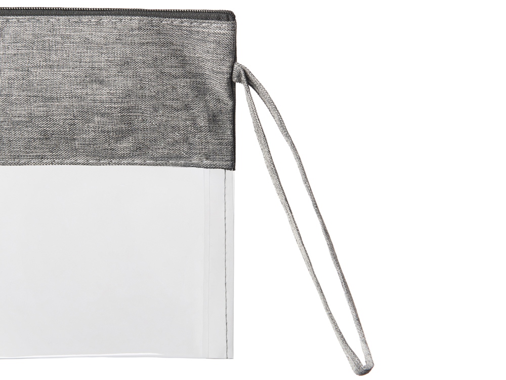 Косметичка из PVC и ткани Leony, прозрачный/темно-серый-5