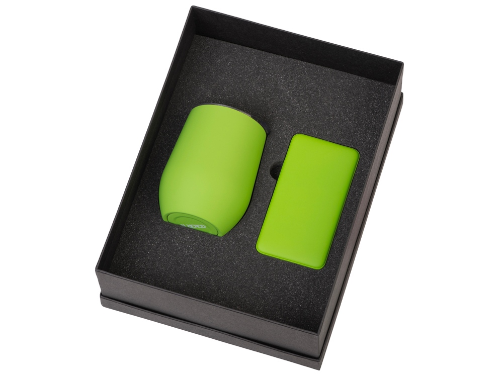 Подарочный набор с термокружкой и повербанком С2, 10000 mAh, зеленое яблоко-1