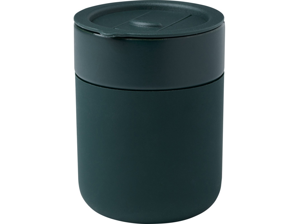 Java керамическая кружка емкостью 330 мл с силиконовой оберткой и пластиковой крышкой - Зеленый-0