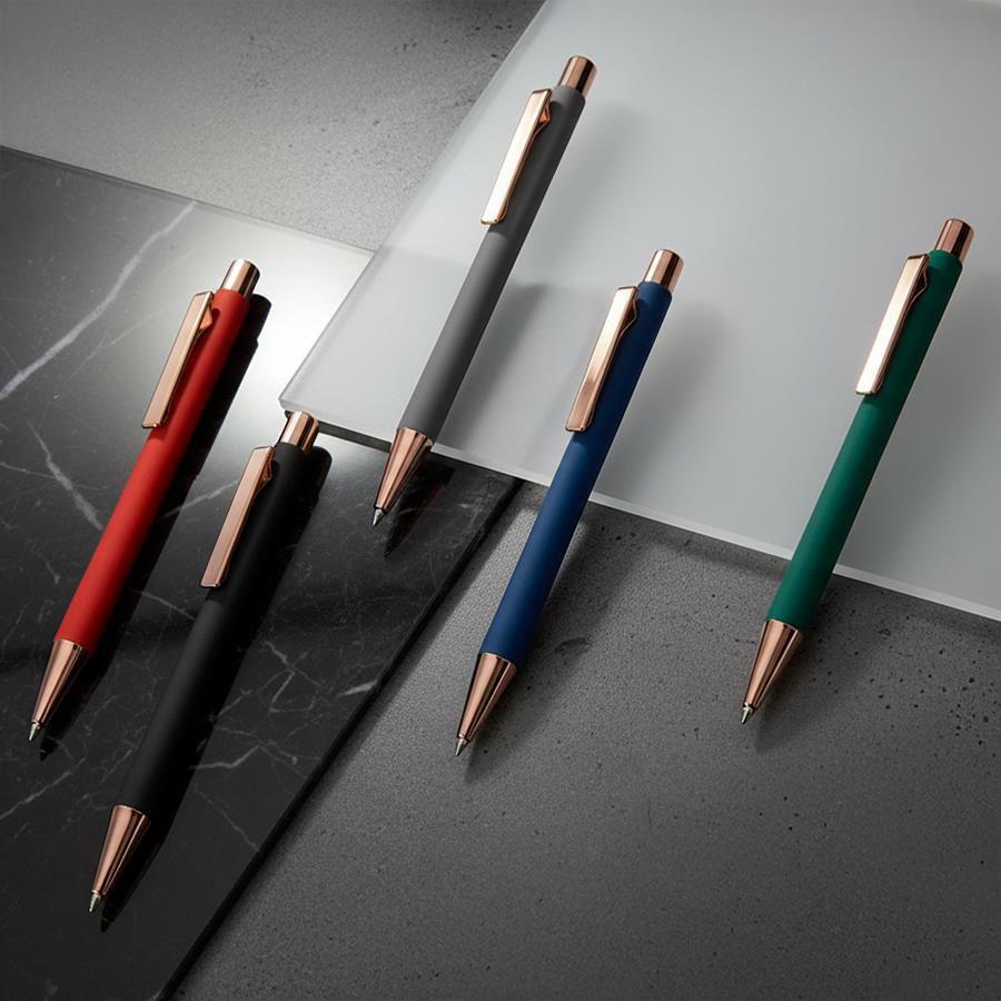 Ручка шариковая FACTOR ROSY, синий, розовое золото-1