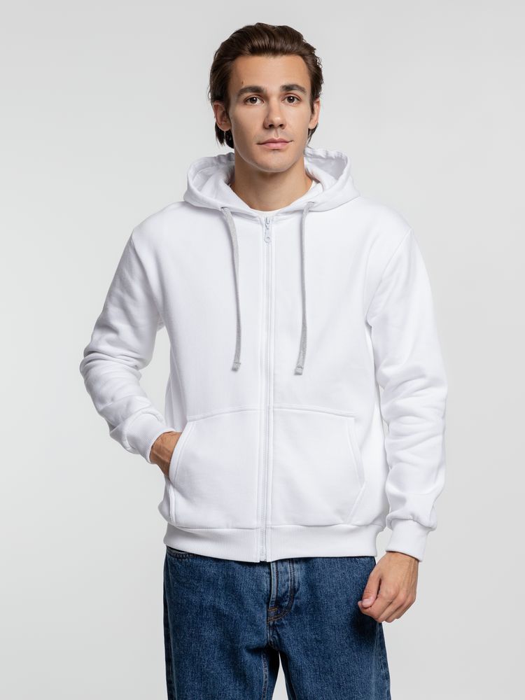Толстовка на молнии с капюшоном Siverga Heavy, белая (белоснежная)-2