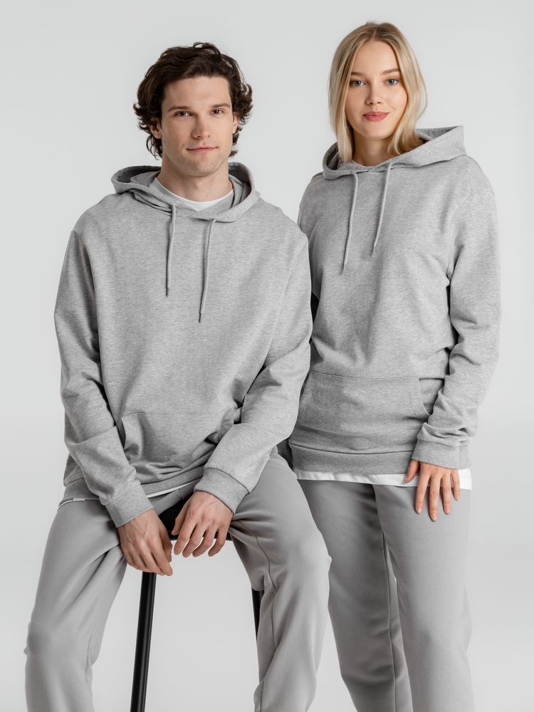 Толстовка с капюшоном унисекс Hoodie, серый меланж-11