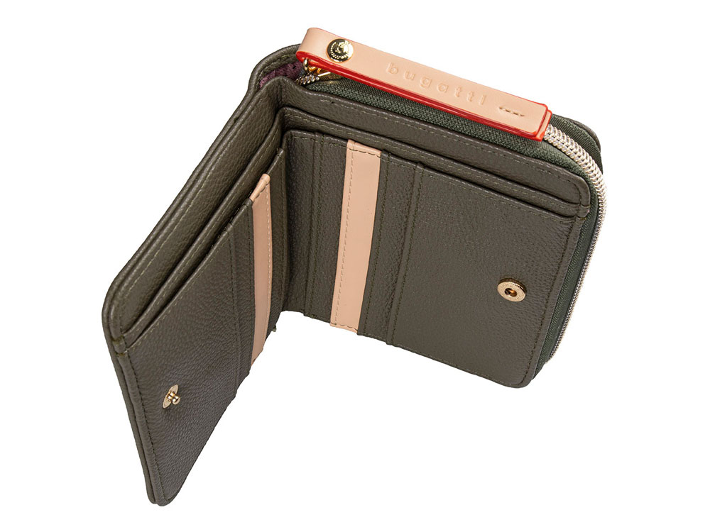 Кошелёк женский BUGATTI Ella, оливковый, полиуретан, 12х3х10 см-2