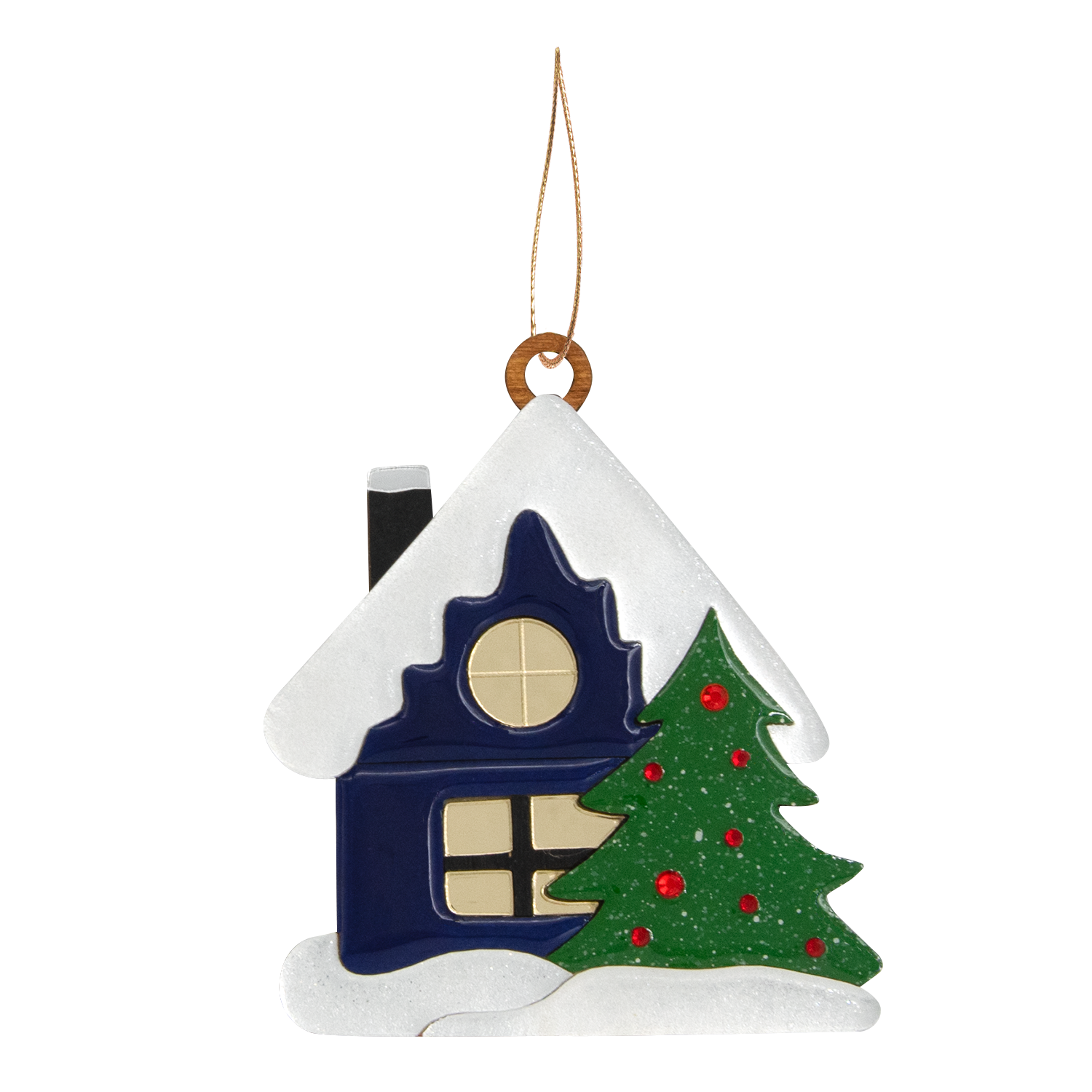 Ёлочная игрушка Домик (синий)-0