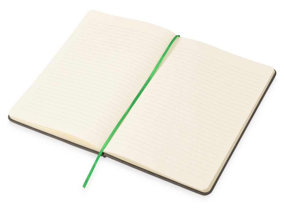 Блокнот Color линованный А5 в твердой обложке с резинкой, серый/зеленое яблоко-1