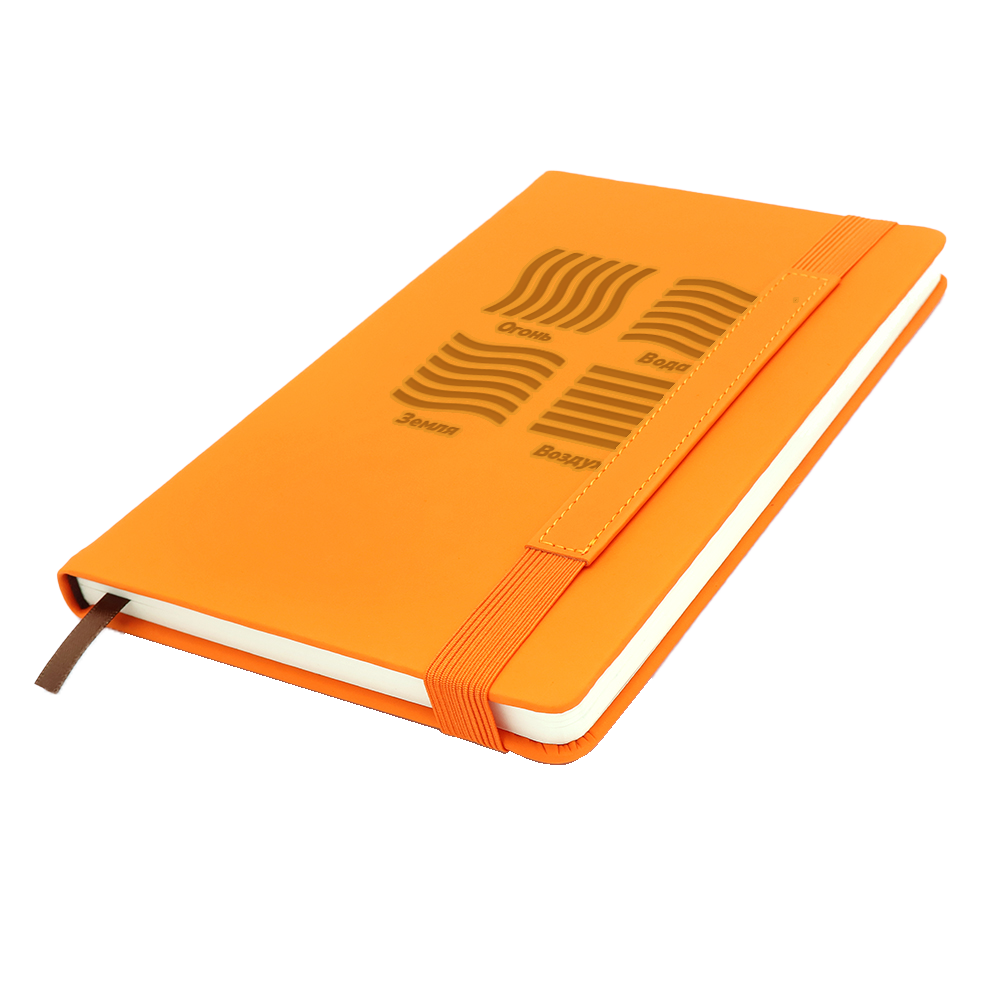 Блокнот A5 Champion в твёрдом переплёте с широкой застёжкой, Оранжевый-3