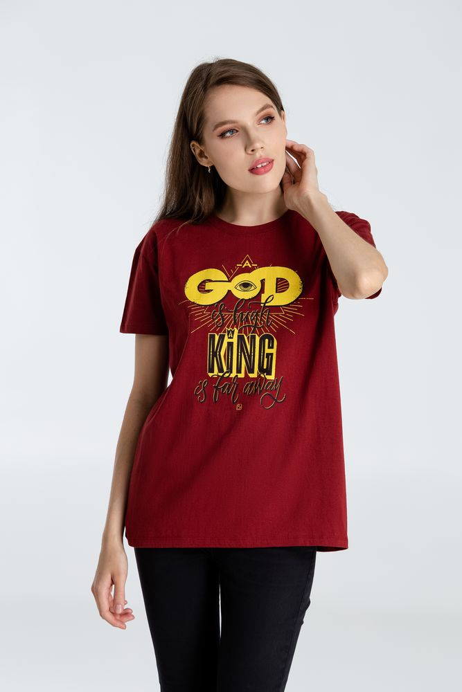 Футболка A God is High, гранатово-красная-3