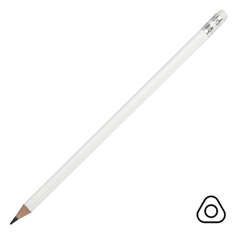Карандаш чернографитный трехгранный TRINITY, белый-0