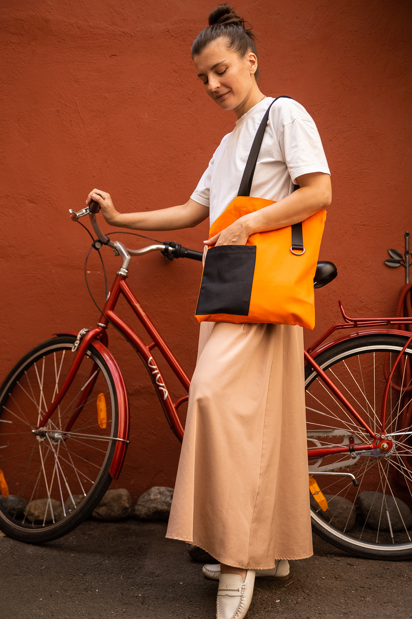 Шоппер Superbag Color (оранжевый с чёрным)-6