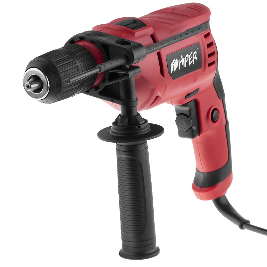Дрель ударная HIPER HID800A, в коробке, 800Вт, красный-0