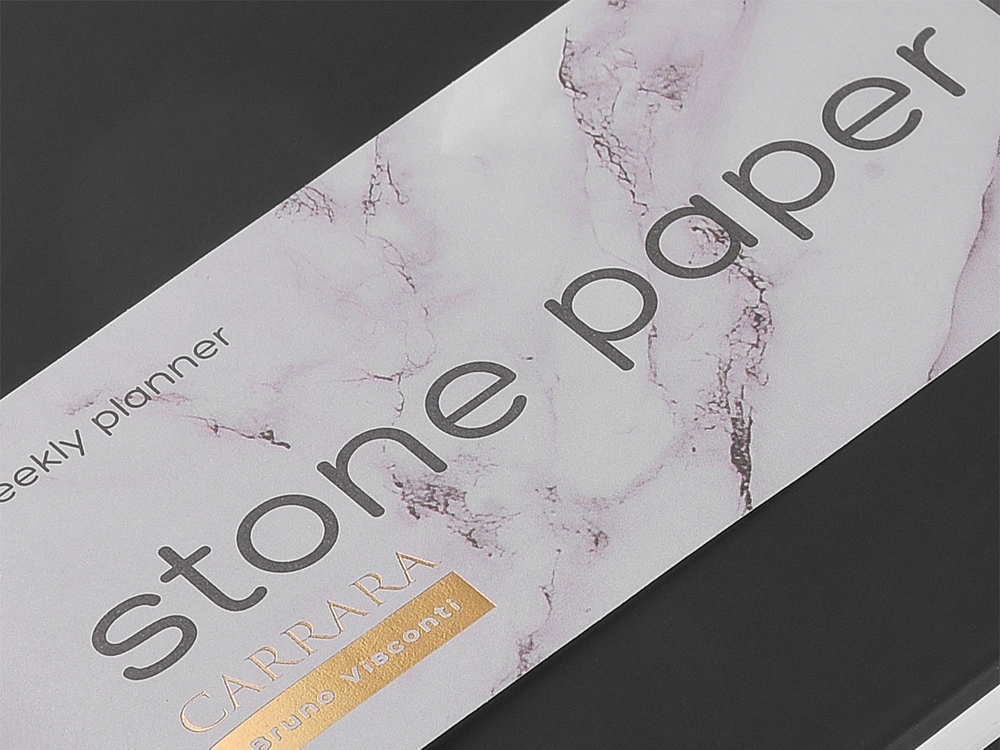 Еженедельник с каменной бумагой А5+ Carrara, черный-6