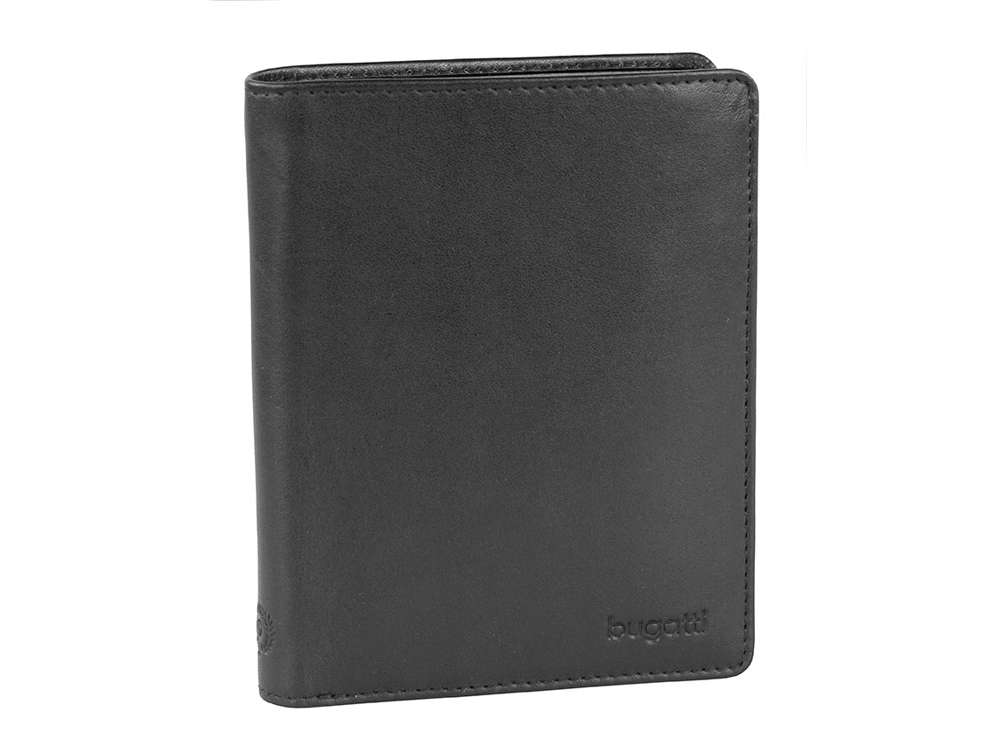 Портмоне BUGATTI Primo, чёрное, натуральная воловья кожа, 10х1,5х12,5 см-0