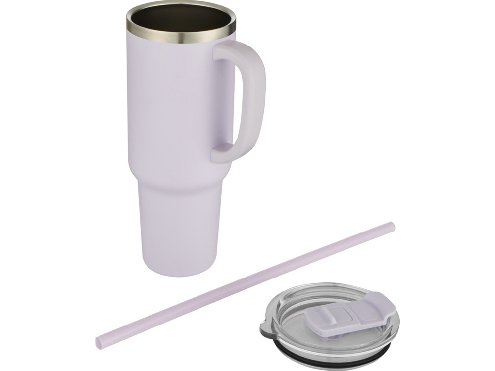 Sydney медная кружка с двойными стенками, сертифицированная согласно RCS, с вакуумной изоляцией и соломинкой, 1200 мл - Пурпурный-2