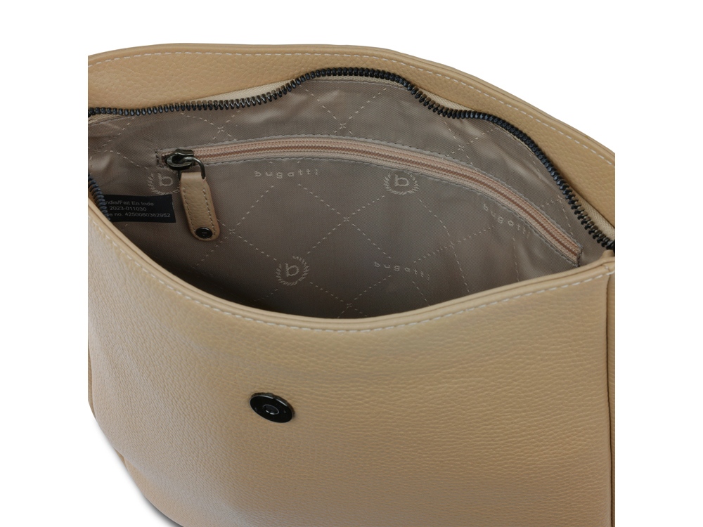 Сумка женская BUGATTI Elsa, песочного цвета, воловья кожа/полиэстер, 29х8х27 см-5