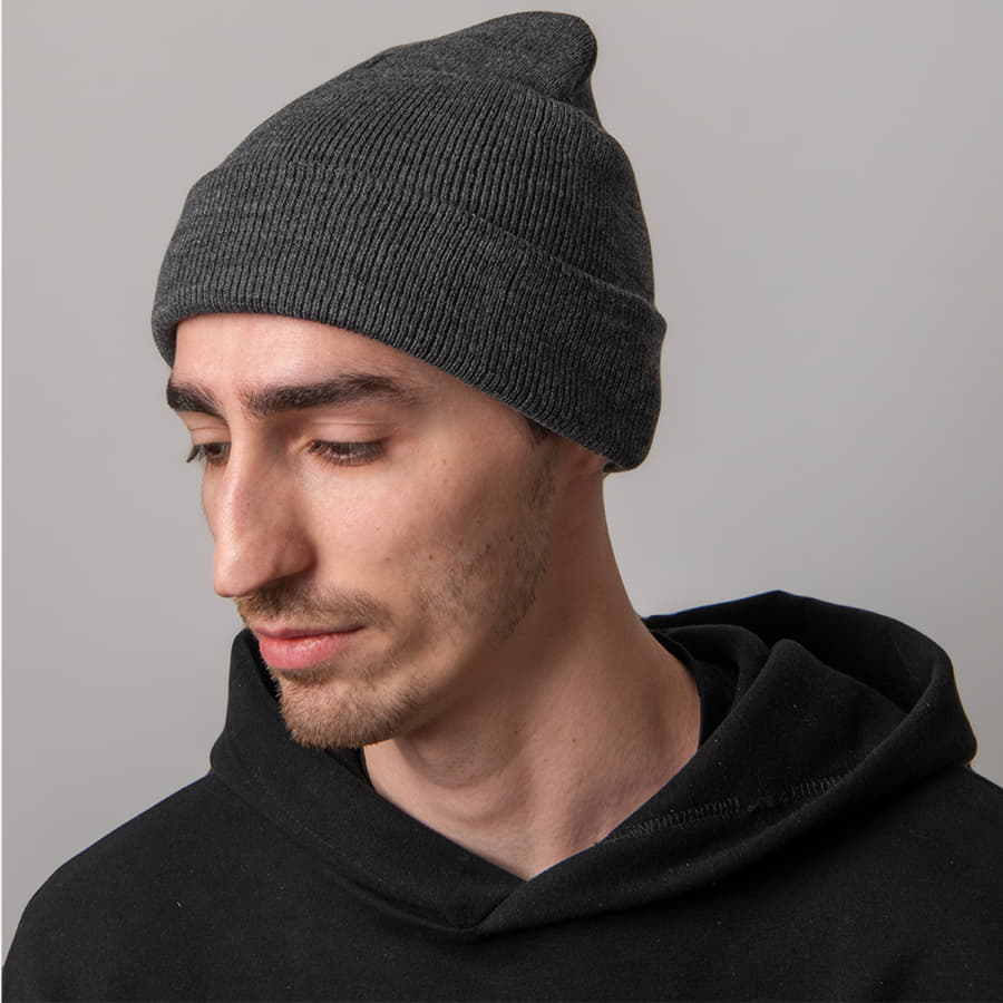 Шапка вязаная двойная ESSENTIAL, темно-серый меланж-3