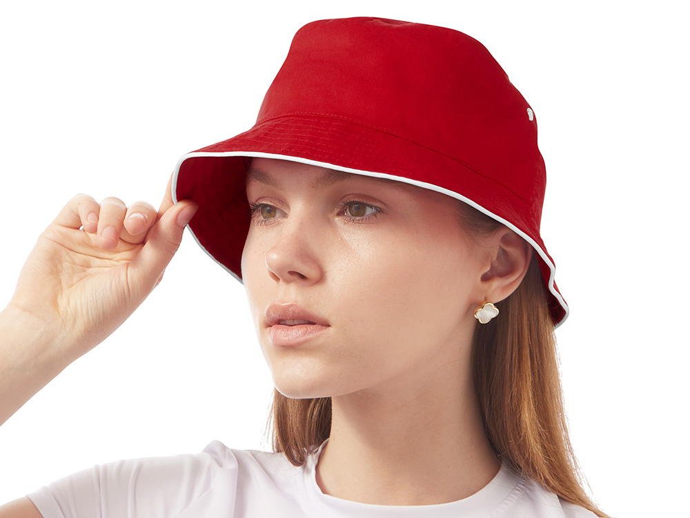 Панама с контрастной окантовкой , красный/белый-2