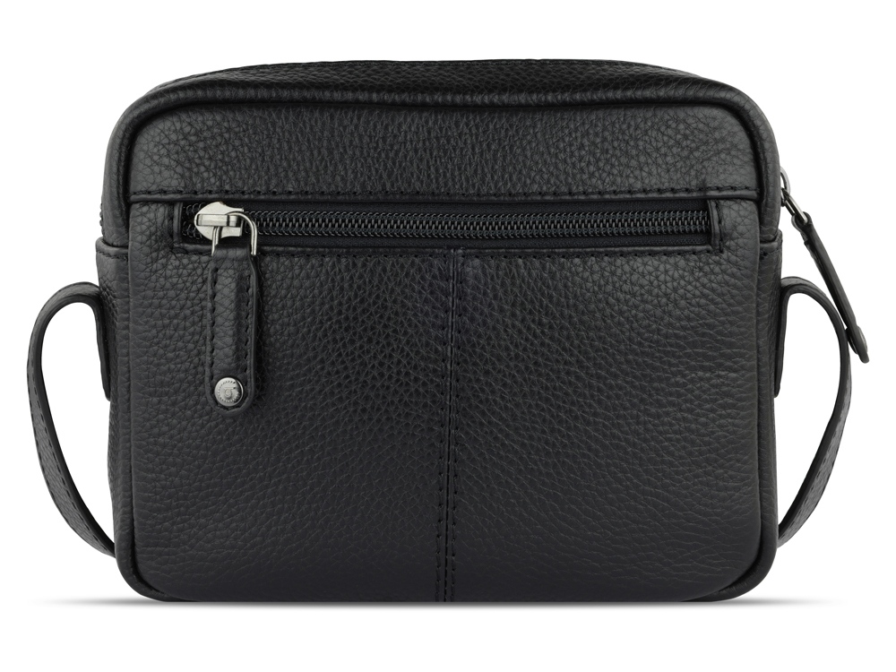 Сумка кросс-боди женская BUGATTI Elsa, чёрная, воловья кожа/полиэстер, 19х5,5х14 см-6