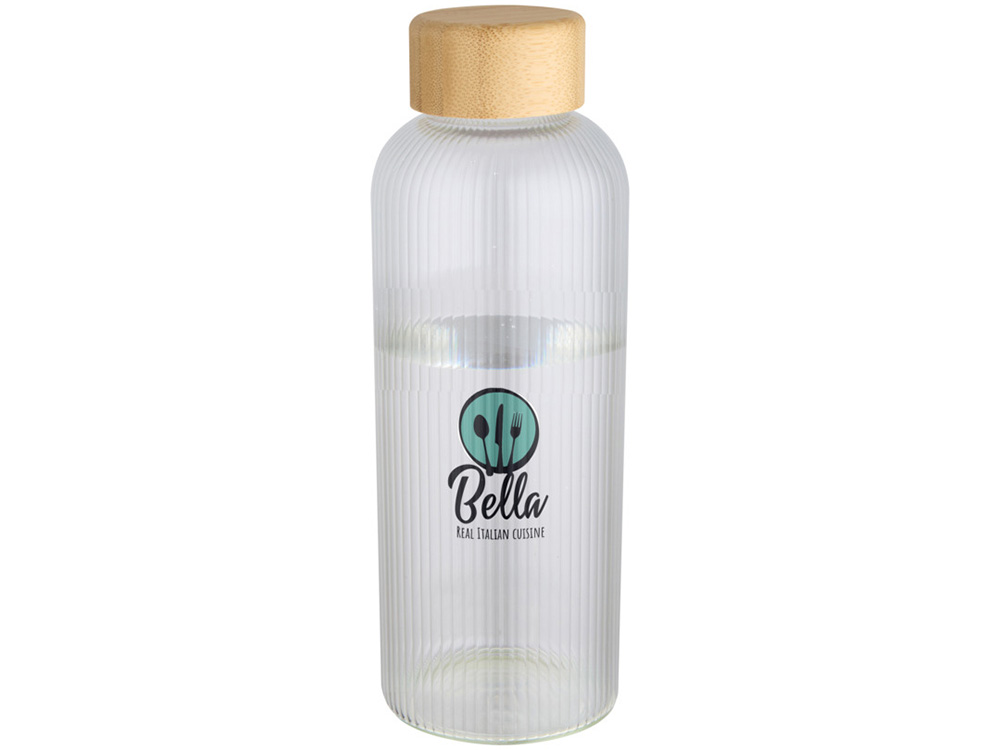 Бутылка Mirage из боросиликатного стекла объемом 650 мл с одинарными стенками и крышкой из бамбука - Прозрачный-3