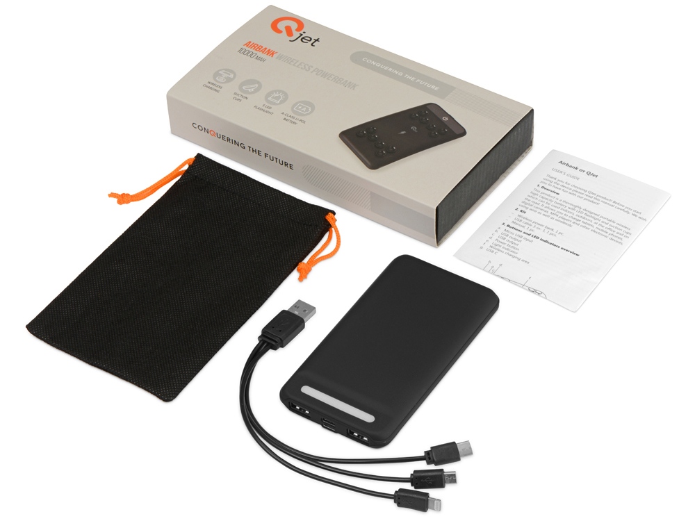 Портативное беспроводное зарядное устройство Airbank, 10000 mAh,  черный-10