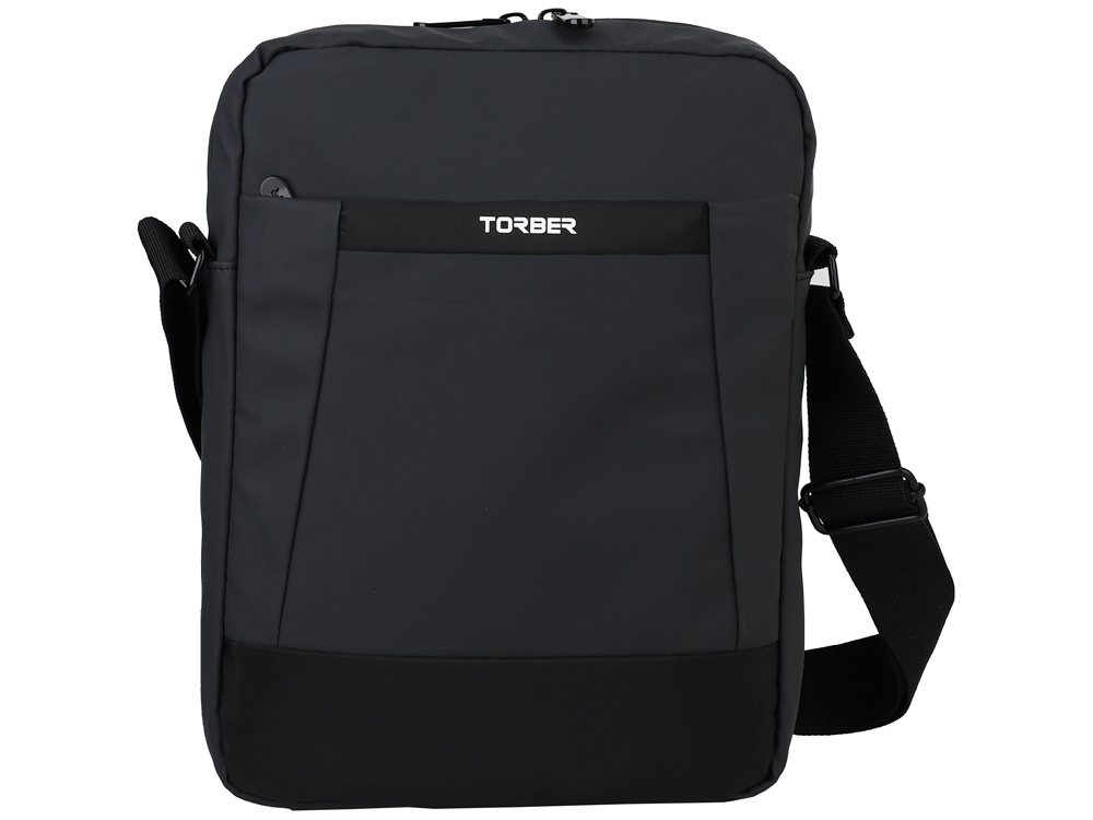 Сумка кросс-боди TORBER, черный/серый, полиуретан, 27 х 21 х 6 см-0