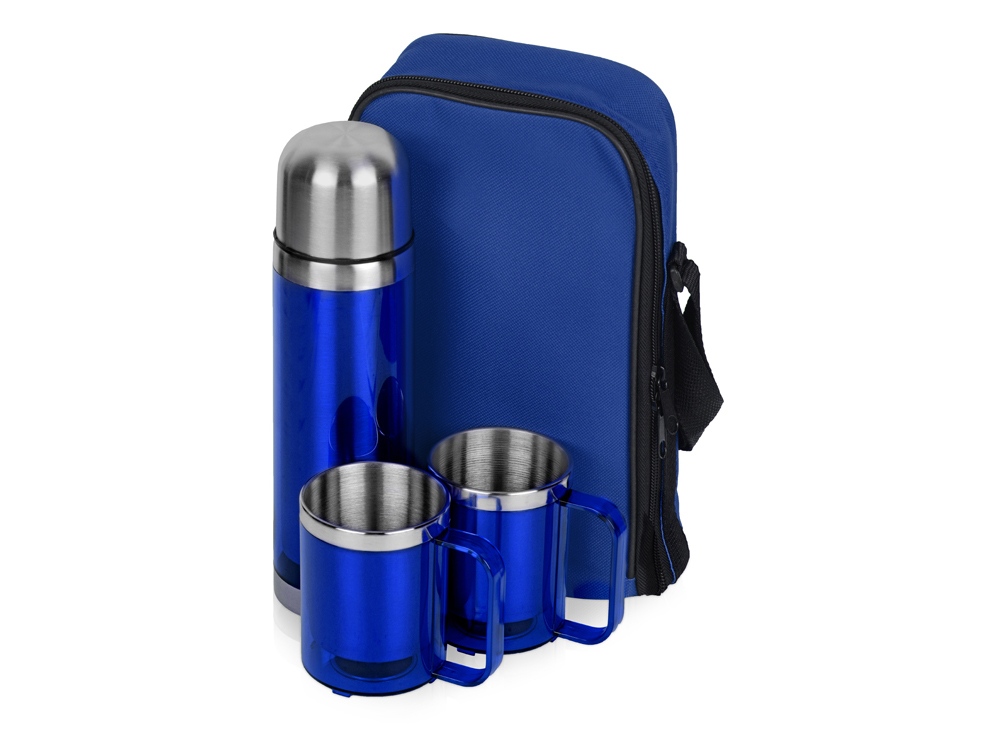 Набор Походный с чехлом: термос, 2 кружки, синий-0