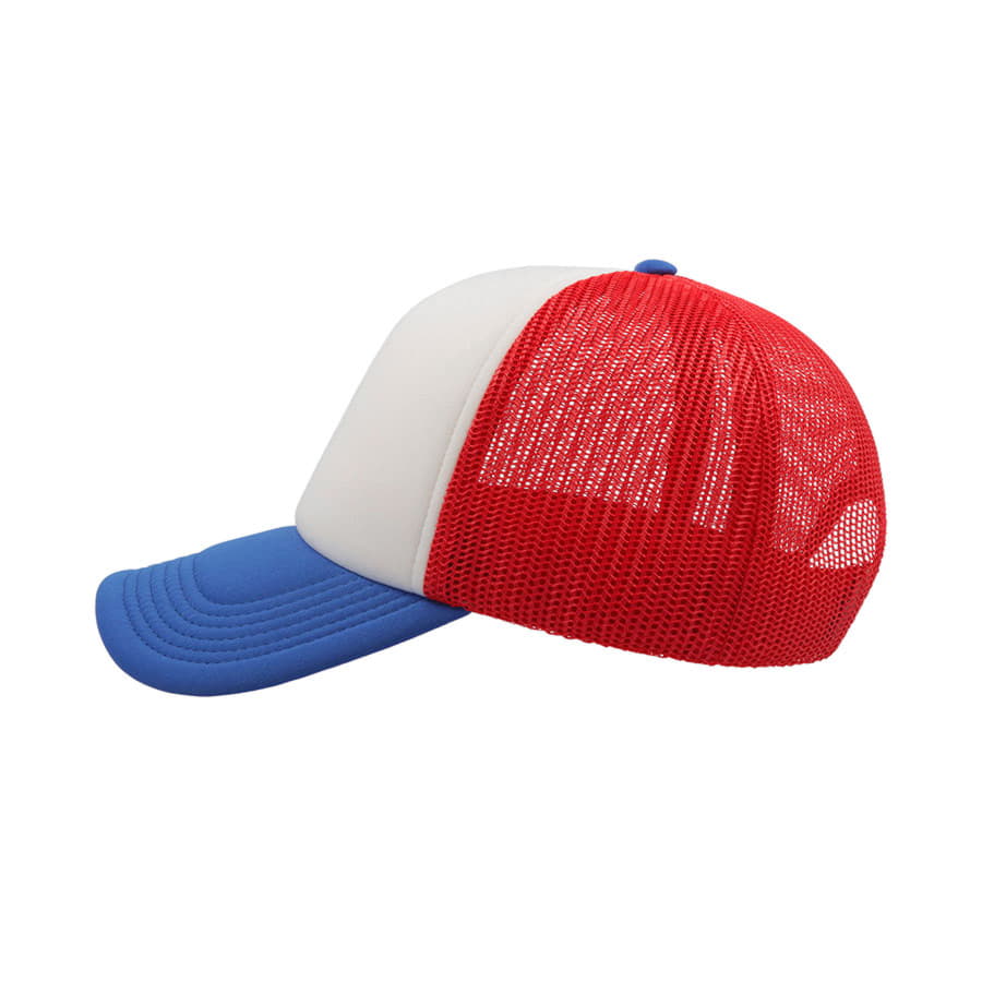 Бейсболка RAPPER, 5 клиньев, пластиковая застежка, красный, белый-3