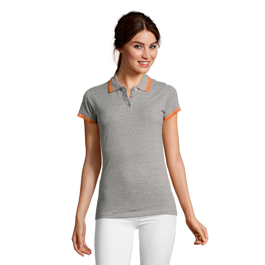 Поло женское PASADENA WOMEN 200, серый, оранжевый-1