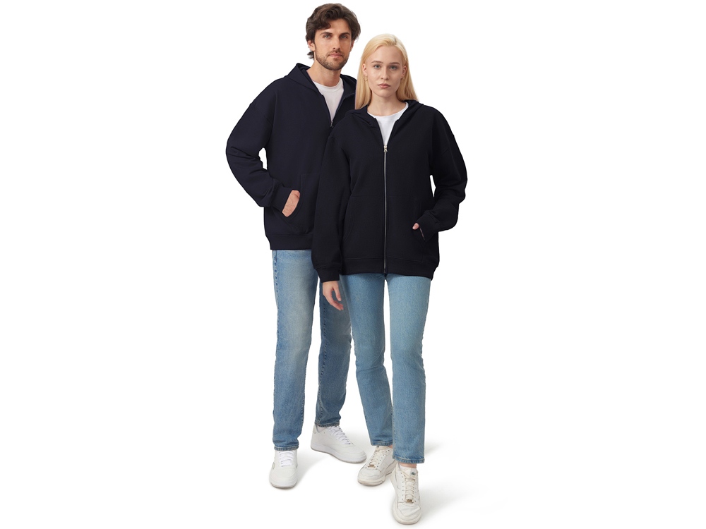 Толстовка оверсайз с капюшоном на молнии Monaco, темно-синий-8