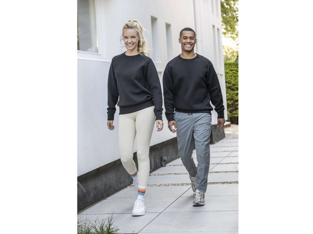 Yukon унисекс интерлок спортивный свитер с круглым вырезом - Сплошной черный-3