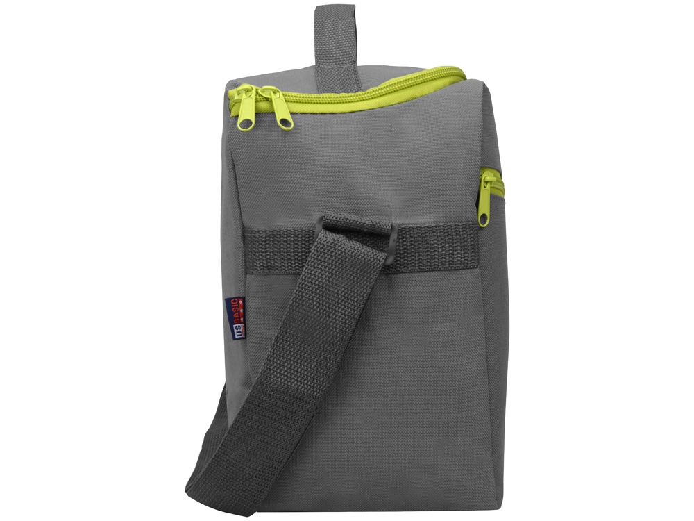 Изотермическая сумка-холодильник Classic c контрастной молнией, серый/зел яблоко-5