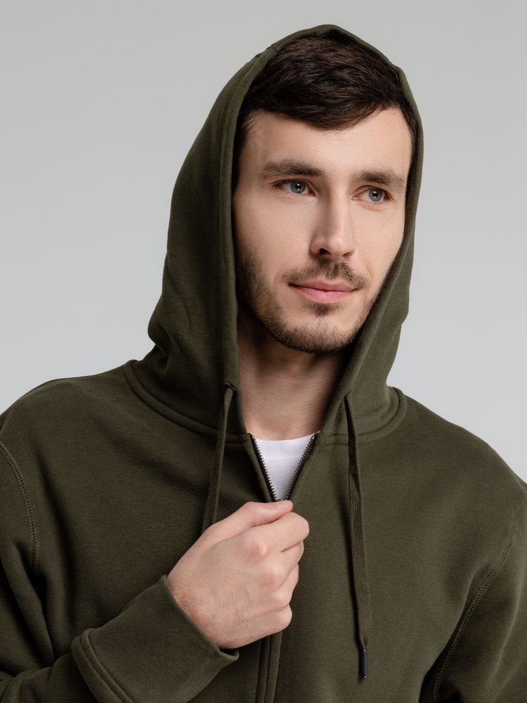 Толстовка на молнии с капюшоном унисекс King, хаки-7