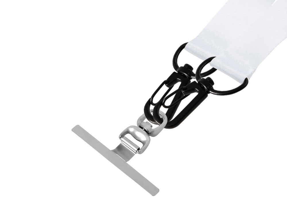 Ланъярд 2 см под сублимацию с 2-мя трендовыми карабинами и металлическим держателем для телефона, черный-3