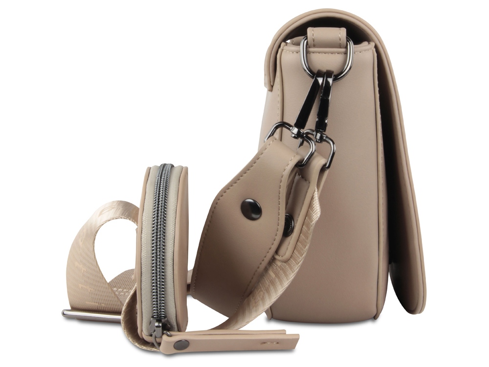 Сумка наплечная женская BUGATTI Almata, с кошельком, песочная, полиуретан, 27х6х18,5 см-2