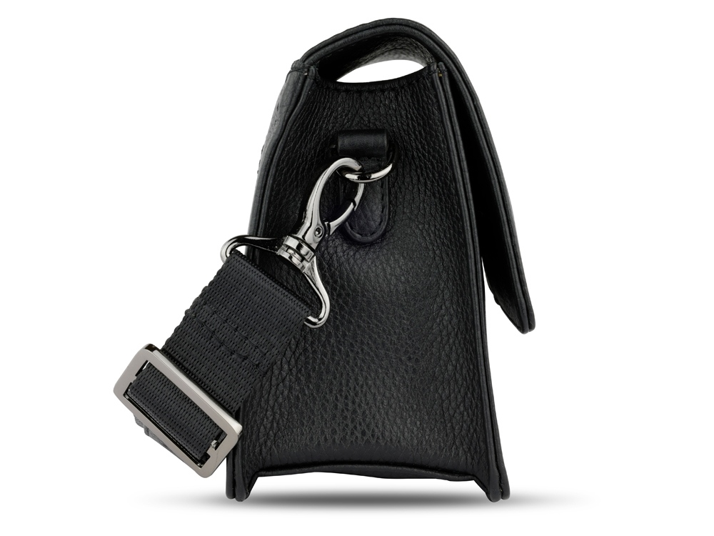 Сумка через плечо женская BUGATTI Elsa, чёрная, воловья кожа/полиэстер, 18,5х8,5х14,5 см-3