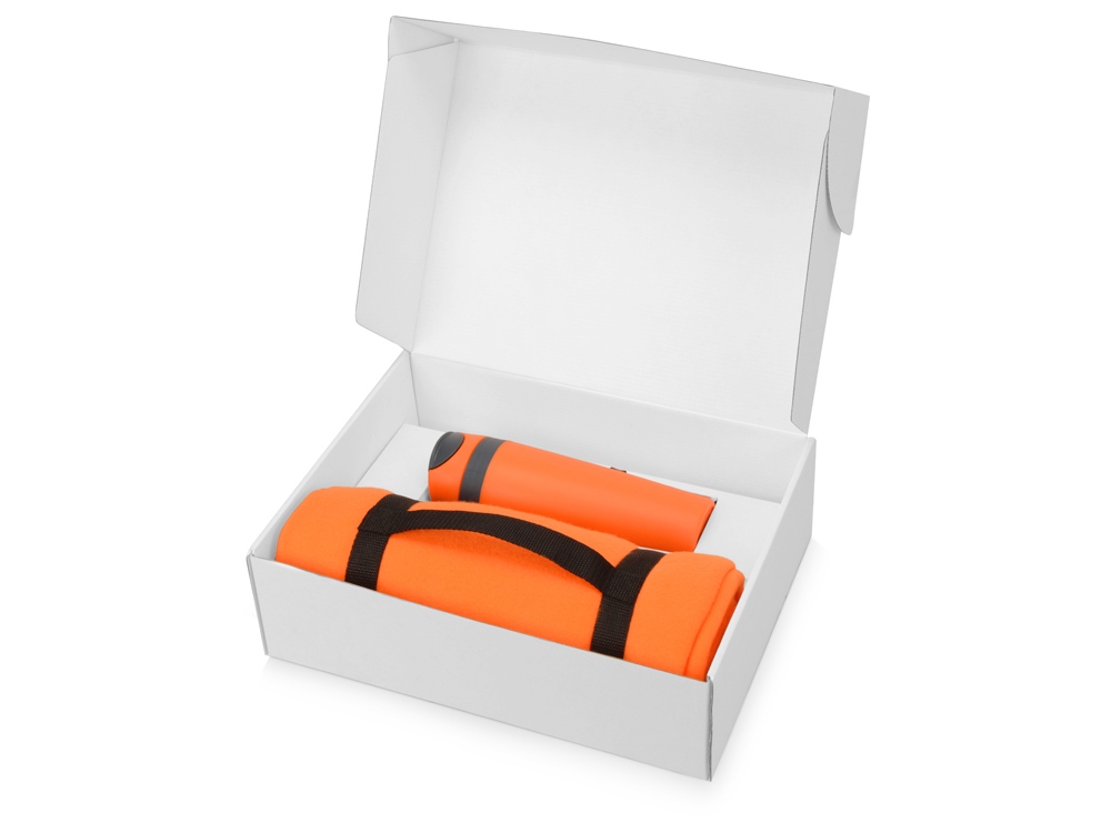 Подарочный набор Cozy с пледом и термокружкой, оранжевый-1