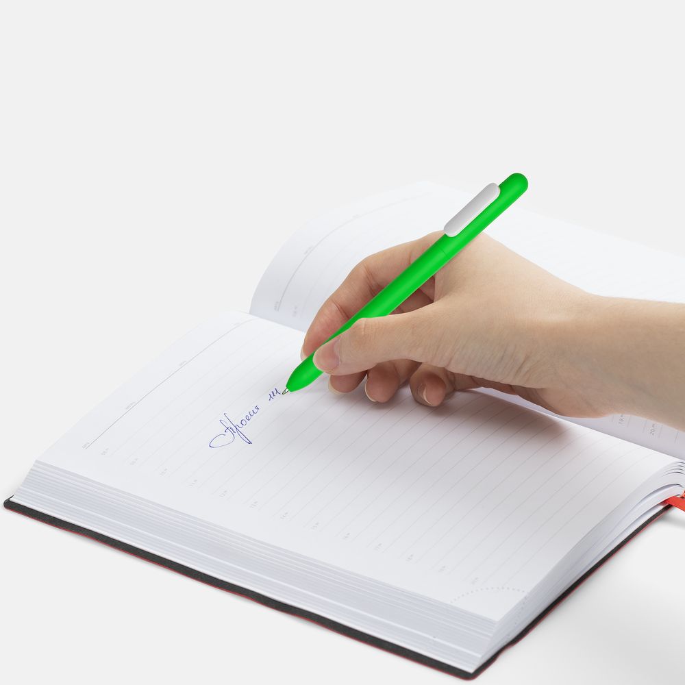 Ручка шариковая Swiper Soft Touch, зеленая с белым-2