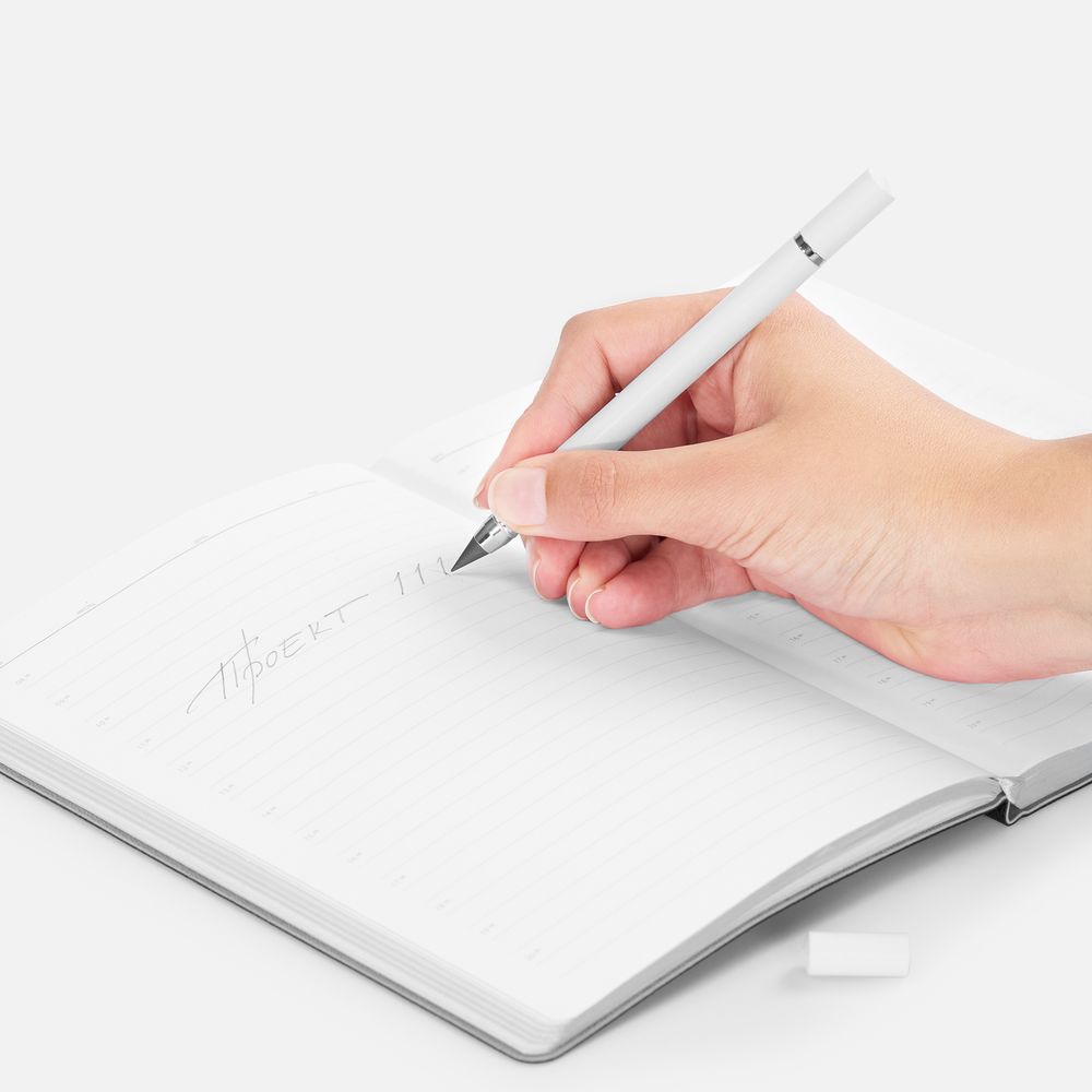 Ручка шариковая и вечный карандаш Diptych, белая-2