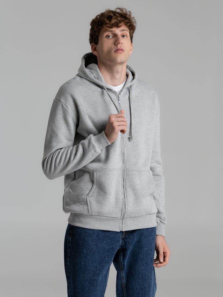 Толстовка на молнии с капюшоном Unit Siverga Heavy, серый меланж-5