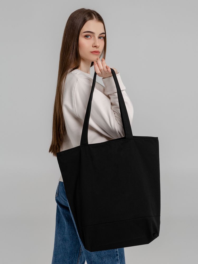 Сумка для покупок на молнии Shopaholic Zip, черная-3