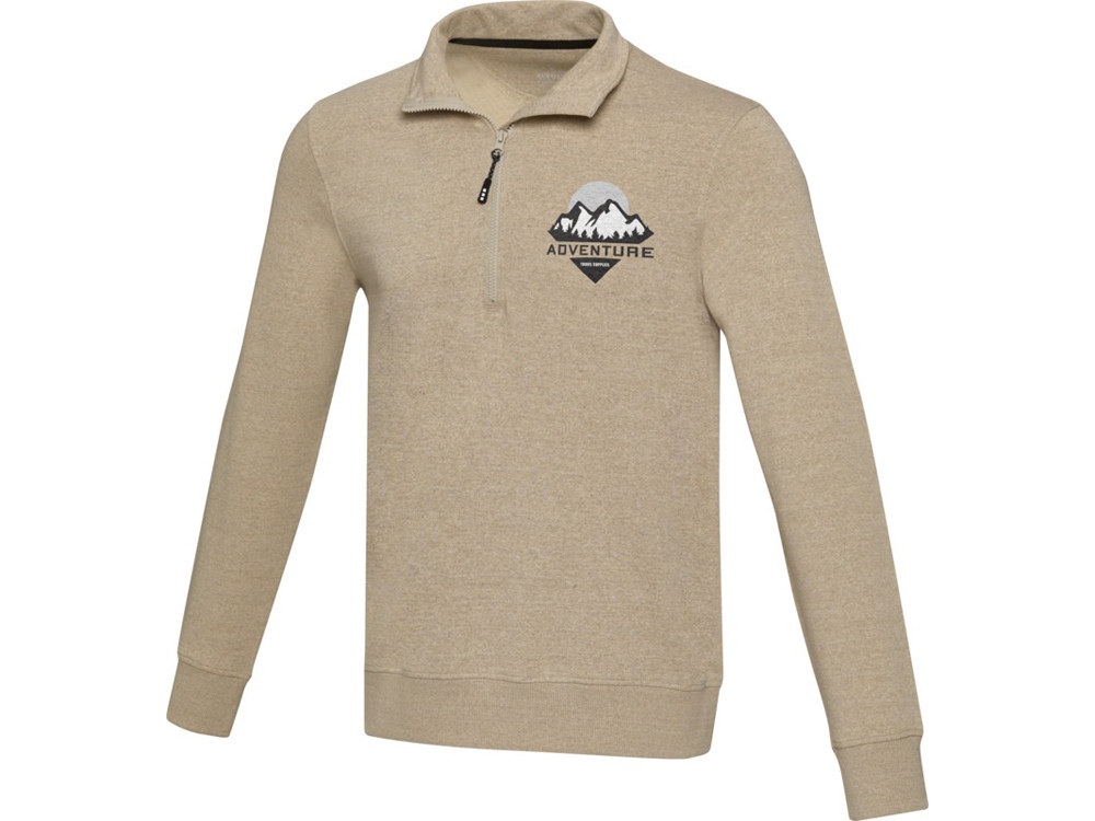 Tin унисекс-свитер с молнией на четверть из переработанных материалов Aware™ - Oatmeal-3