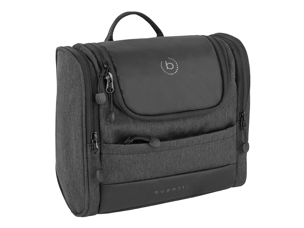 Несессер дорожный BUGATTI Universum, графитовый, полиэстер меланж/тарпаулин, 23,5х12х22,5 см, 7 л-0