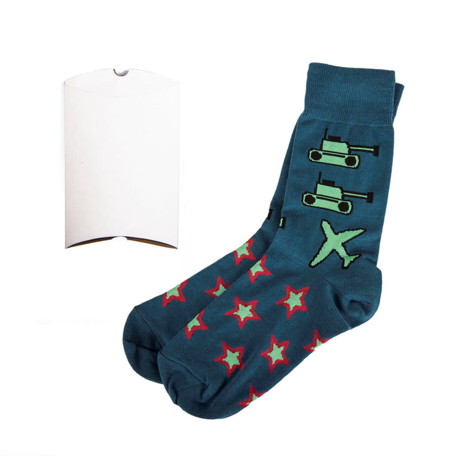 Носки подарочные "Звезды" в упаковке, синий, красный-1