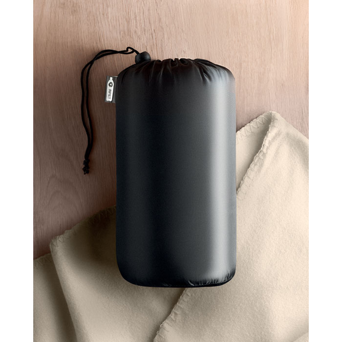 Флисовый дорожный плед из RPET, бежевый-1