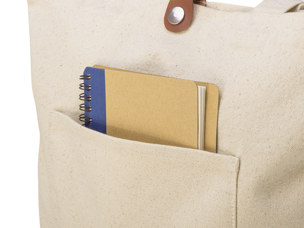 Сумка Clip из хлопка 340 г/м2 с застежкой из экокожи, натуральный-9