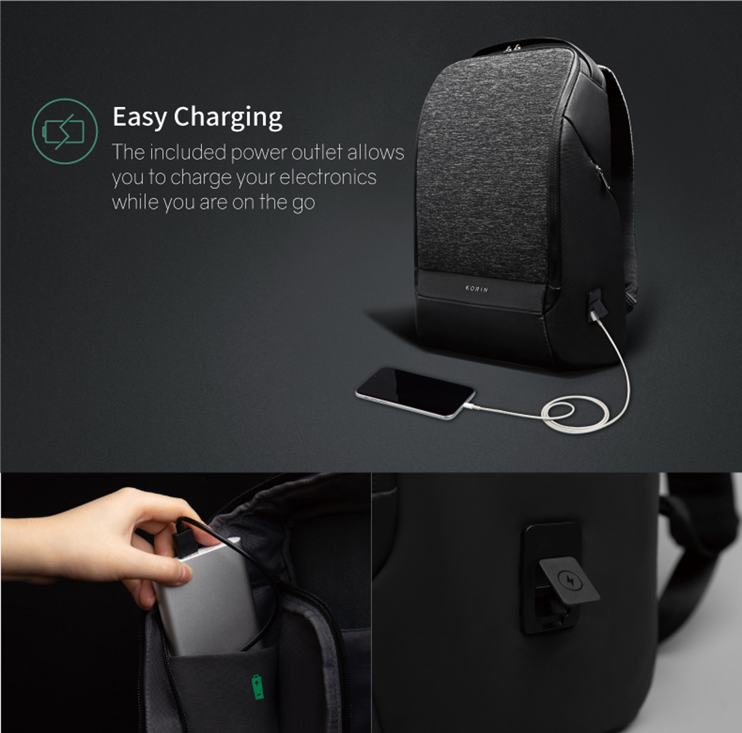 Рюкзак KORIN FlexPack Pro 47х34х18 см, темно-серый-15